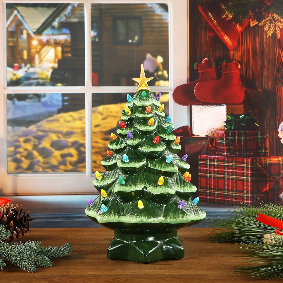 Ceramic Christmas Trees 14 Inch Battery Operated Christmas Trees
