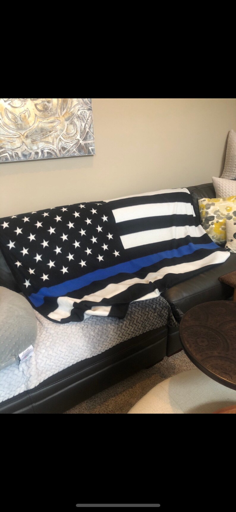 Thin blue line throw blanket Etsy