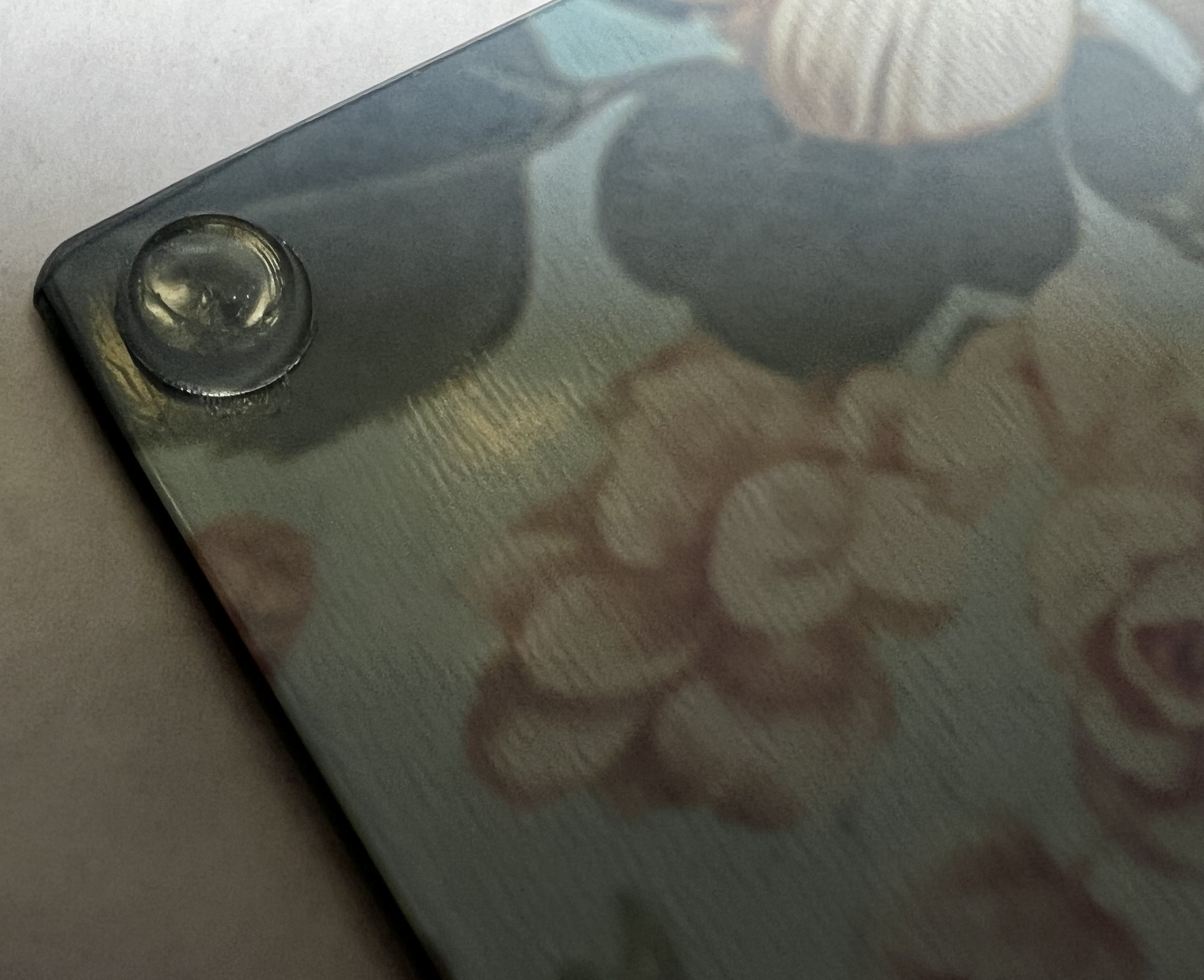 Beautiful Glass Cutting Board, Reverseprinted With Vivid Rose, Blues