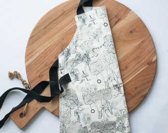 Toddler Apron for Play or Cooking - Gender Neutral Apron- Play Kitchen Accessories - Tree House Print Apron - Apron for Kids - Play Apron