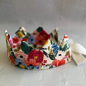 Birthday Crown - Dress Up Princess Crown - Pink Floral Crown- Play Crown for Toddlers- Play Crown for Girls- Fabric Crown-Gifts for Kids