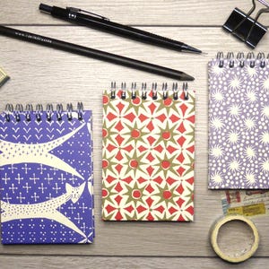 Handmade A7 Mini Spiral Notebook: Hardcover, 5mm Grid Graph Paper | Pocket Journal | Squared Flip Notebook | Small Shopping List Pad