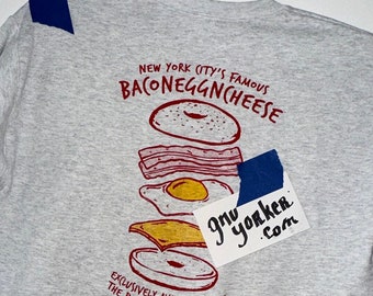 BACON EGG N CHEESE Sweatshirt (New York City's Famous Bodega Sandwich/Food // Hand Printed // Hand Drawn // Original GnuYorker Design)