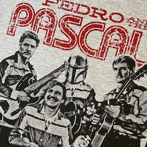 Pedro Pascal Retro Band Shirt (The *Original* GnuYorker design, Hand Printed Design // 2 Color Print) &quot;Pedro and the Pascals&quot;