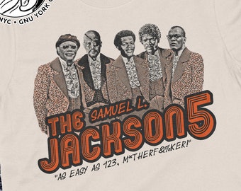 Samuel L. Jackson 5 Band Shirt (Hand Printed Original Design // 2 Color Print)