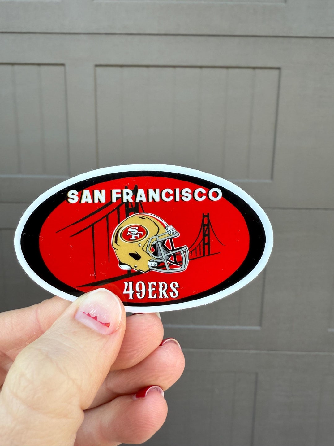 San Francisco 49ers Hand Drawn Vinyl Sticker – 3” Oval Decal, Football ...