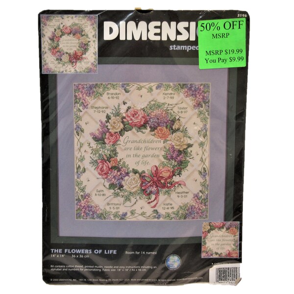 Kits Dimensions 'Flowers Of Joy' Counted Cross Stitch Kit - 14 Count Black Aida Cloth, 18x9 Inch Design Dimensions Cross Stitch