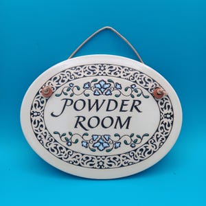 Trinity Pottery Powder Room Ceramic Hanging Plaque Rice Lake Wisconsin Vintage