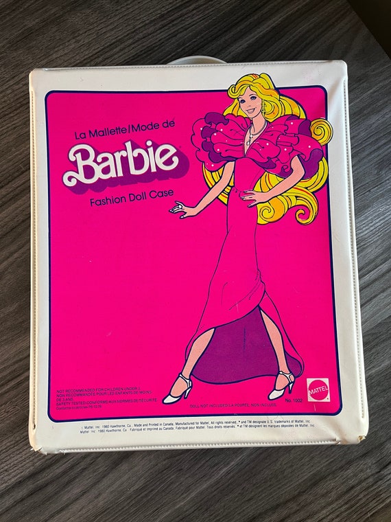 Barbie Travel Case, 1980s Vintage Pink and Yellow Barbie Travel Closet 