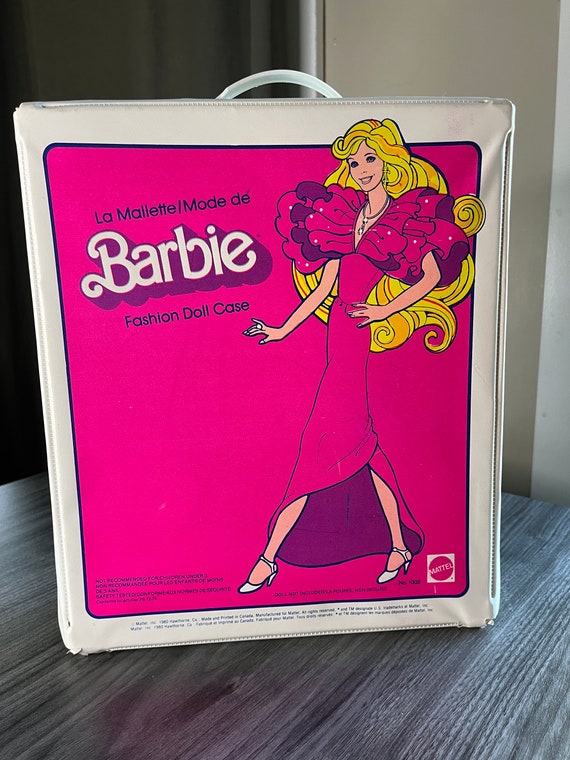 Barbie Travel Case, 1980s Vintage Pink and Yellow Barbie Travel