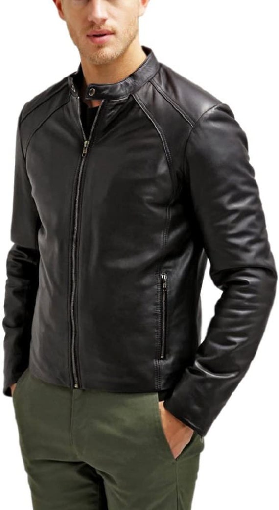 Distressed Biker Black Men Leather Jacket Real Black Leather - Etsy