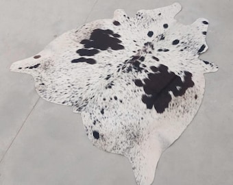 Tricolor Cowhide Rug, Brazilian Leather Rug, Hair-On Hide