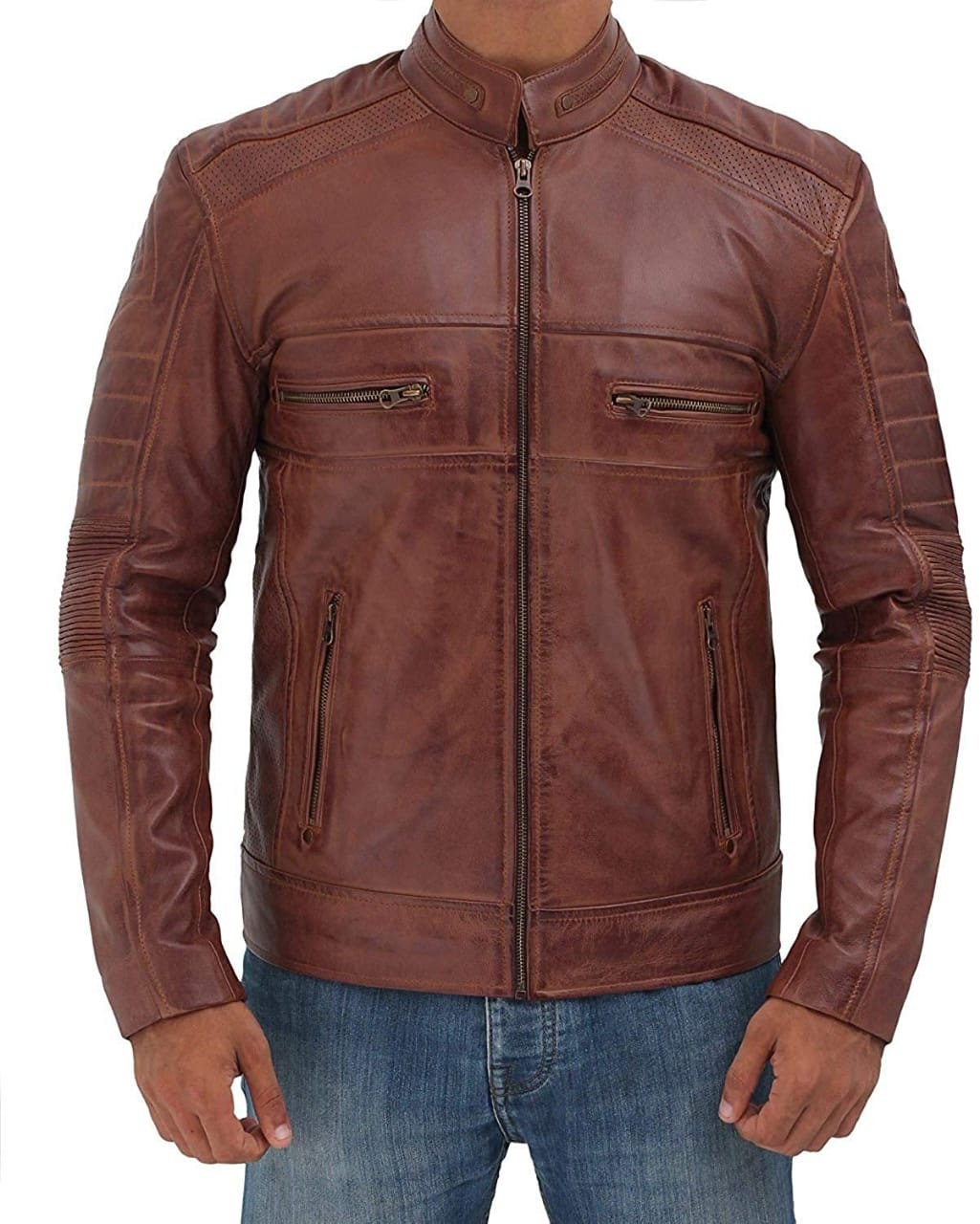 Men Leather Jacket Handmade Brown Leather Jacket Slim Fit - Etsy