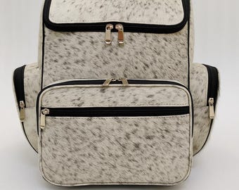 Handmade Cowhide Backpack: Real Leather Travel Diaper Bag