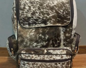 Exotic Brindle Cowhide Backpack: Leather Travel Bag