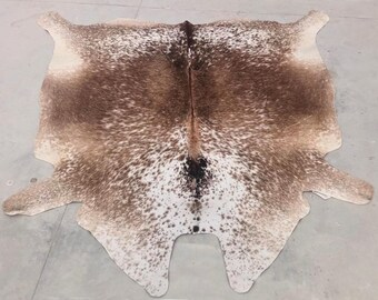 Exotic Brindle Cowhide Rug: Tricolor Brazilian Leather, 5x5 ft