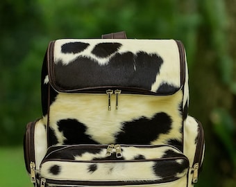 Cowhide Leather Backpack, Handmade Travel Daypack