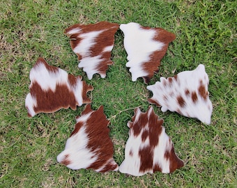 Handmade Cowhide Coaster Set - 6 Natural Cow Shape Hair-On Leather Drink Coasters by Ubnlimit