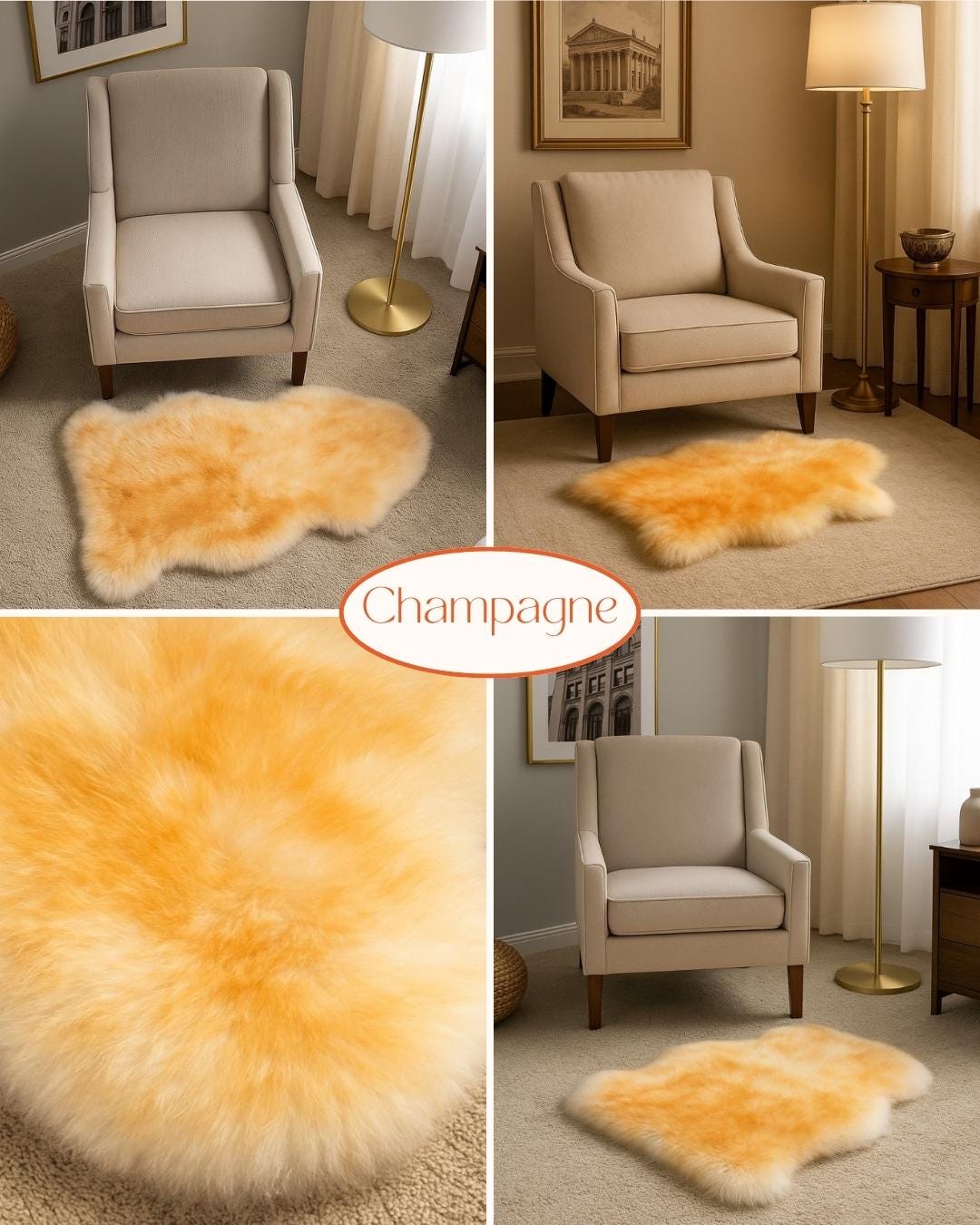 Shearling Champagne Rug Icelandic Sheepskin Rug: Genuine Champagne Lambskin Throw - 2x3 Ft - Etsy