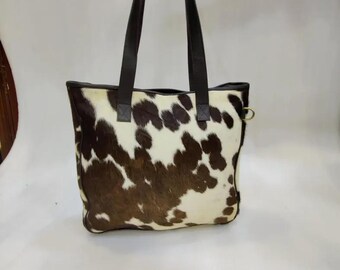 Hair-On Cowhide Tote Bag | Handmade Leather Shoulder Bag