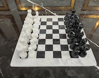 Marble Chess Set Indoor Adult Chess Game Marble Chess Board Handcraft 16&quot; x 16&quot; And 12&quot; x 12&quot;Premium Top Quality Chess Board