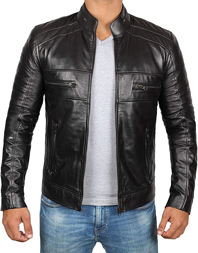 Men Leather Jacket Handmade Black Leather Jacket Slim Fit | Etsy