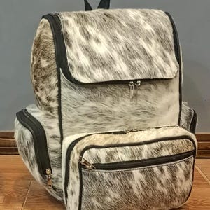 Sac à dos en cuir de vachette véritable gris naturel - Sac de voyage - Sac à langer - Sac à bandoulière cartable - Sac à dos western, cadeau pour maman, enfant