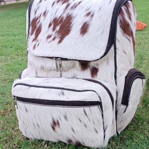 Sac à dos en cuir de vachette véritable blanc bringé, sac de voyage, sac à langer, sac d'école, sac à bandoulière, sac à dos western, cadeau pour maman, enfant