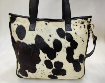 Hair-On Cowhide Tote Bag | Handmade Leather Shoulder Bag