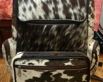 Handmade Cowhide Backpack: Leather Travel Daypack Diaper Bag