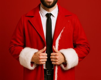 Handmade Wool Santa Coat: Christmas Chronicles Inspired, Faux Fur Trim