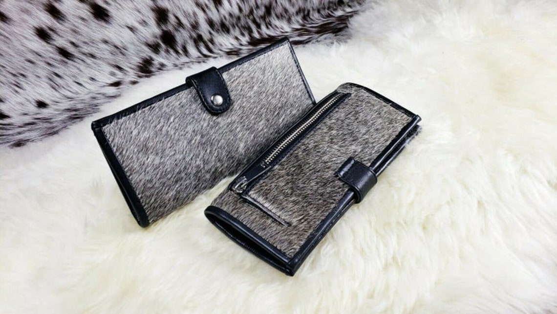 Cowhide Wallet Real Cowhide Leather Wallet Women Cow Hide Etsy UK