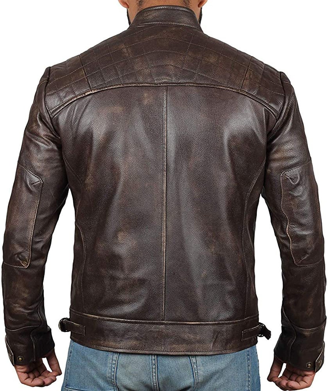 Men Leather Jacket Real Chocolate Brown Biker Leather Jacket Etsy