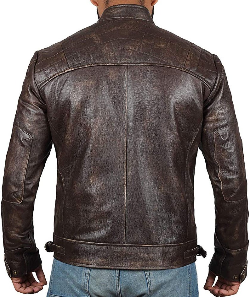 Men Leather Jacket Real Chocolate Brown Biker Leather Jacket - Etsy