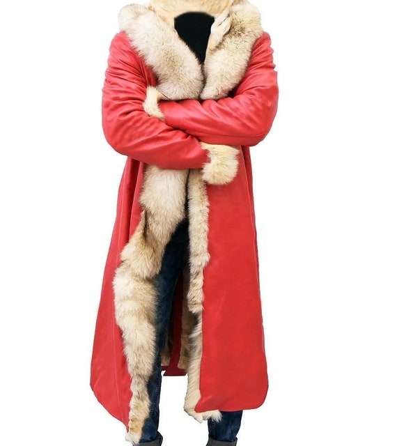 Santa Suit-santa Claus Leather Trench Coat Christmas