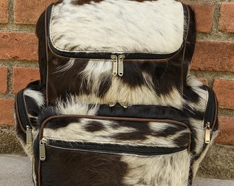 Tricolor Cowhide Backpack Bag: Genuine Leather Travel Daypack