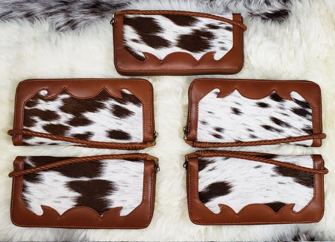 Cowhide Wallet Real Cowhide Leather Wallet Women Cow Hide Etsy UK