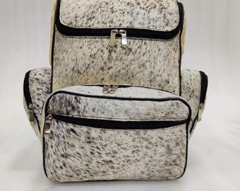 Brindle Cowhide Backpack: Handmade Leather Travel Bag