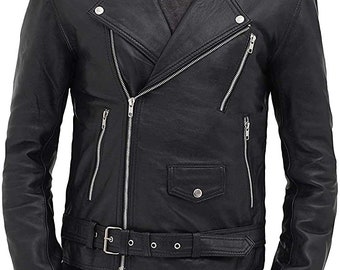 Men Leather Jacket Biker Black Leather Jacket With Notch Collar Mens leather Jacket | Top Quality Leather Jacket | Party Wear Stylish Jacket