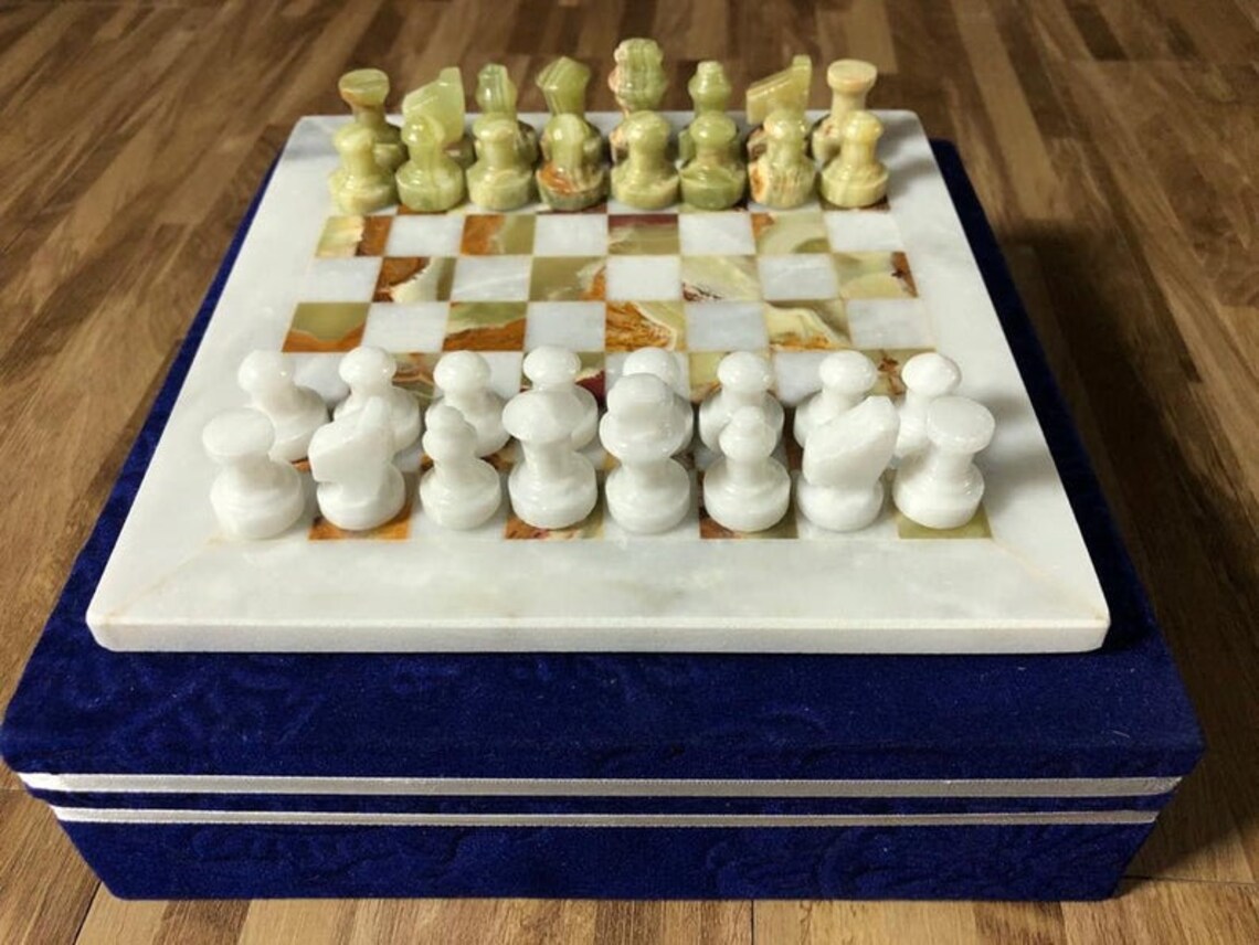Handmade Marble Chess Board Indoor Adult Chess Game Marble Etsy
