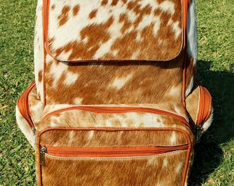 Handmade Cowhide Backpack: Genuine Leather Travel Bag