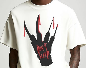 Archivos SVG de película de terror de Halloween para Cricut, SVG de temporada espeluznante "No duermas" para camisetas, imágenes prediseñadas PNG de sublimación, descarga digital instantánea