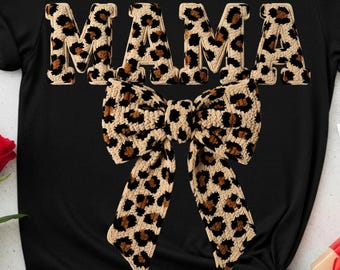 Coquette Leopard Mama PNG Bundle, 6 Trendy Latch Hook Yarn Faux Crochet Cozy Knitted Mom Sublimation Valentine Mothers Day Shirt PNG Design