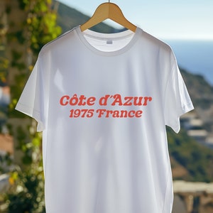Cote d'Azur France Graphic Tee, Vintage Summer French Riviera T shirt, Retro Cannes France Travel Unisex Tshirt, 70s European Vacation Gift