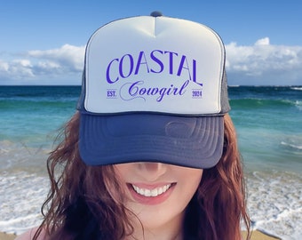 Coastal Cowgirl Trucker Hat: Retro Summer Snapback Cap