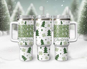 Retro Merry Christmas Tree Svg 40 oz Stanley Tumbler Wrap Svg, 40oz Stanley Tumbler Cup Wrap Svg files for Cricut, Instant Digital Download