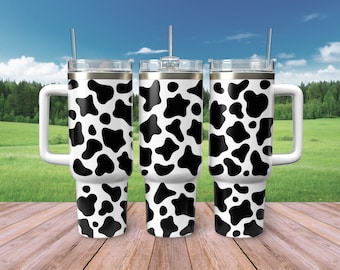Cow Print 40oz Tumbler Wrap SVG: Farmhouse Stanley Cup (Digital Download)