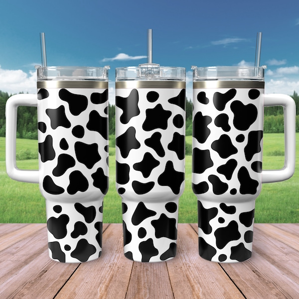 Cow Print Svg 40 oz Tumbler Wrap Svg, Farmhouse Farm Life Cow 40oz Stanley Tumbler Cup Wrap Svg files for Cricut, Instant Digital Download