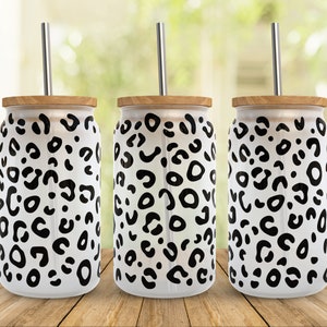 Leopard Print Libbey Glass Wrap SVG: Cheetah 16 oz Can Tumbler (Digital Download)