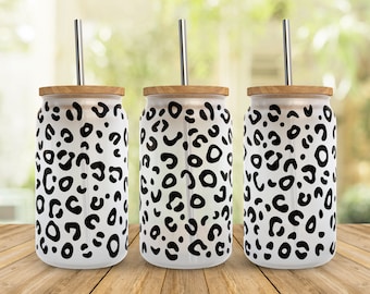 Leopard Print Libbey Glass Wrap SVG: Cheetah 16 oz Can Tumbler (Digital Download)